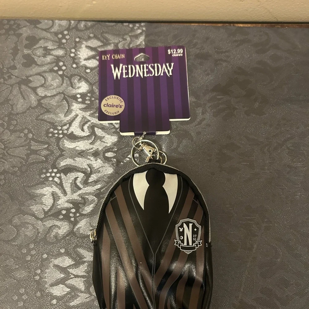 Claire's  Wednesday Purple and White coin purse Keychain